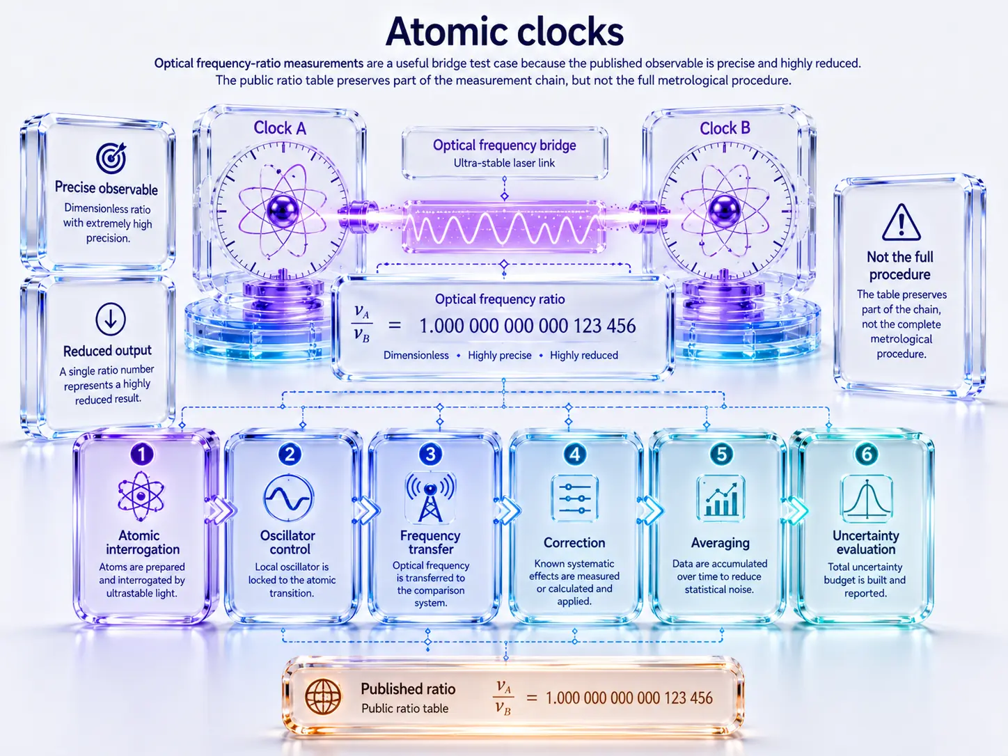 Atomic-clock frequency-ratio measurement chain on a light background